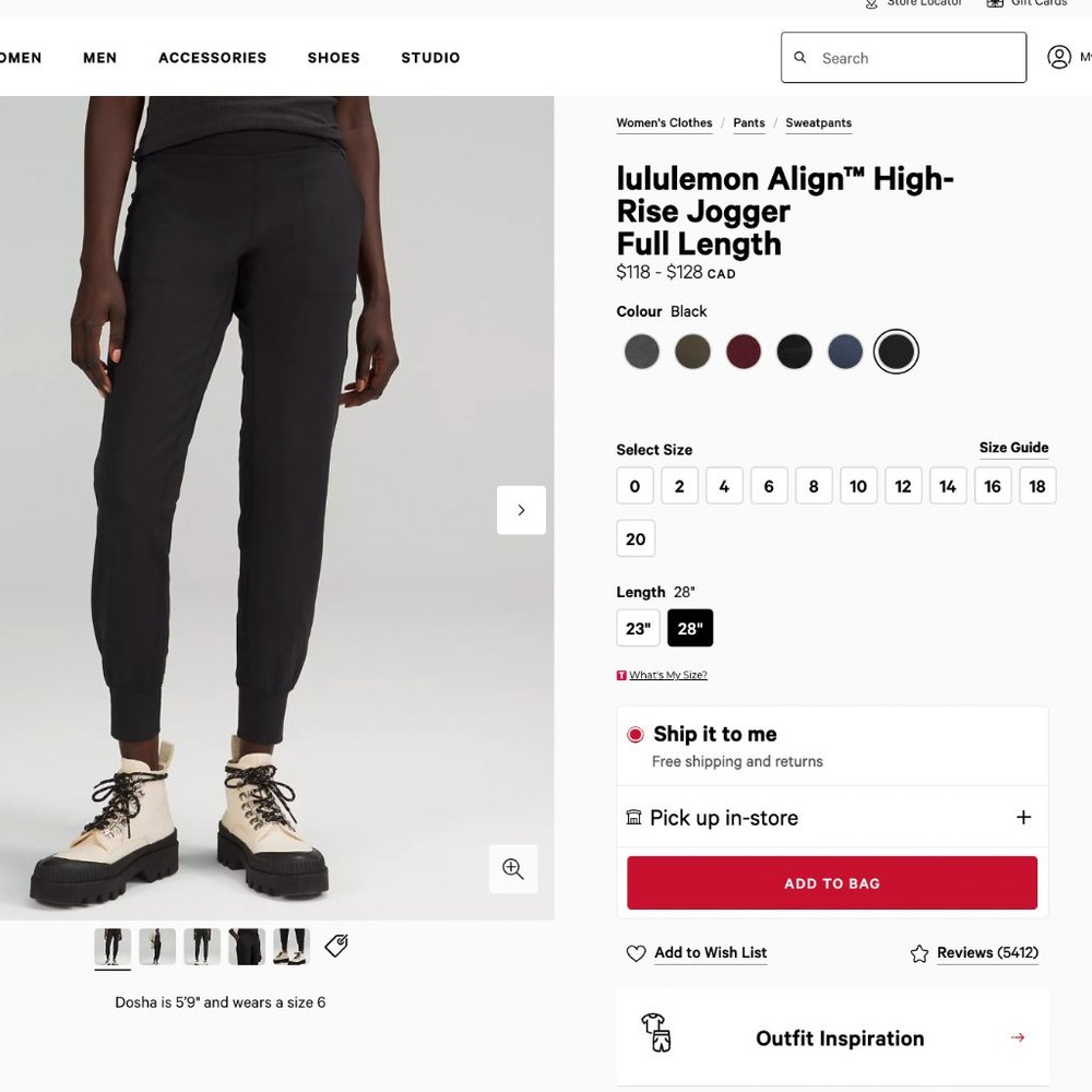 Lululemon Align High Rise Jogger -Full Length Size 10